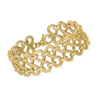 Italian 14kt Yellow Gold Twisted Infinity-Link Bracelet
