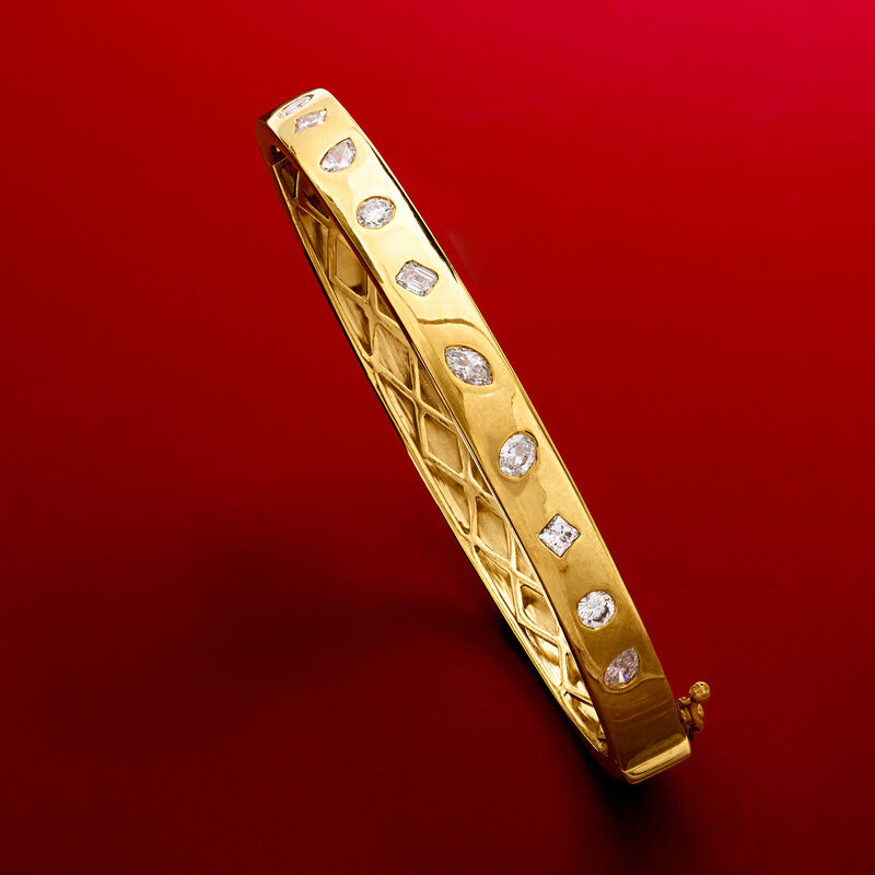 1.00 ct. t.w. Multi-Shaped Lab-Grown Diamond Bangle Bracelet in 18kt Gold Over Sterling image number 3