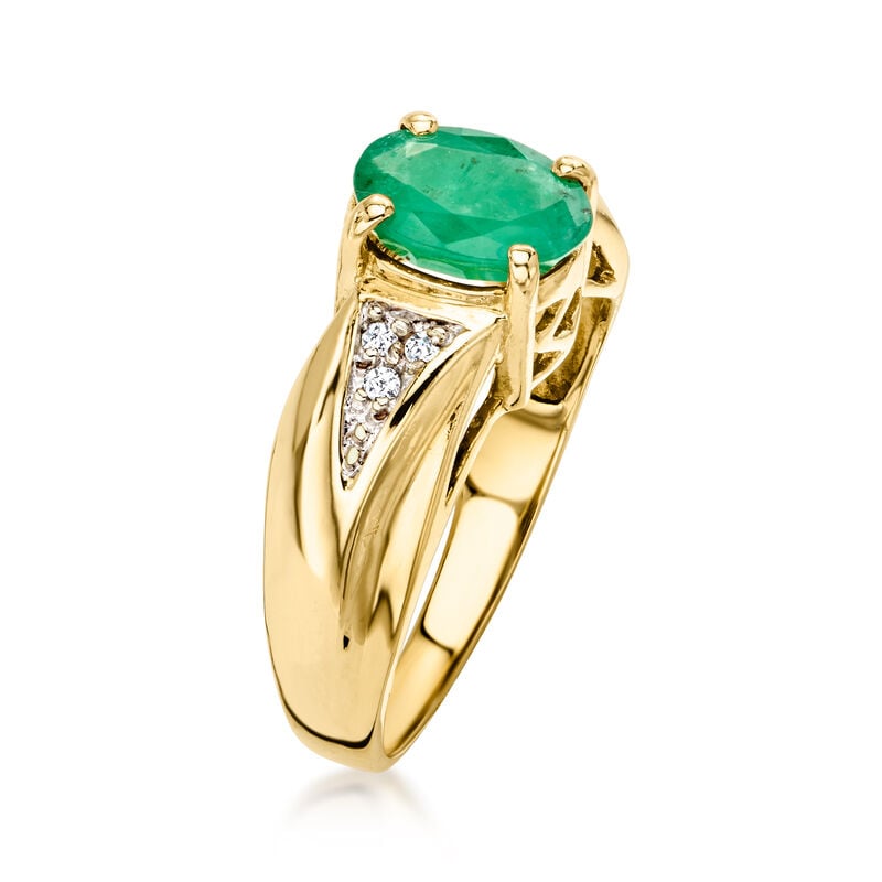 C. 1990 Vintage 1.50 Carat Emerald Ring with Diamonds in 10kt Yellow Gold. Size 5.5 image number 2