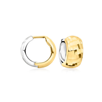 14kt Two-Tone Gold Reversible Huggie Hoop Earrings