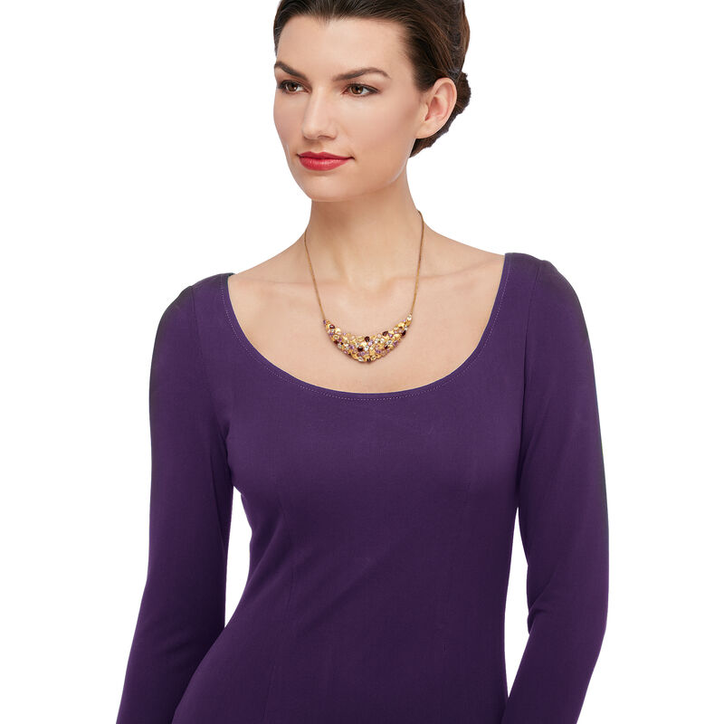 14.30 ct. t.w. Multi-Stone Leaf Motif Necklace in 18kt Gold Over Sterling Silver. 20&quot; image number 1
