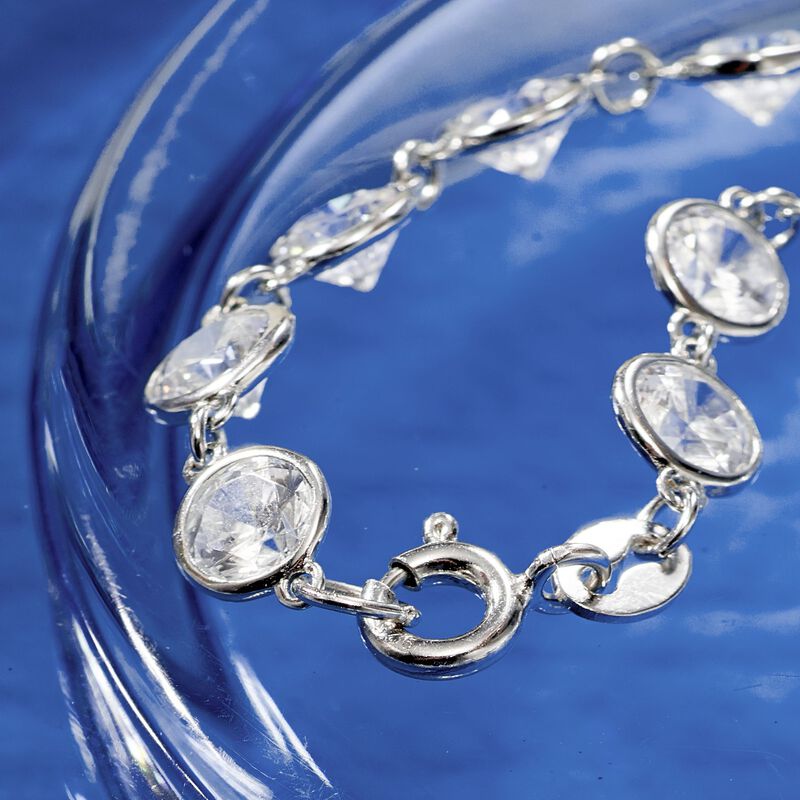 20.00 ct. t.w. CZ Station Necklace in Sterling Silver. 16&quot; image number 2