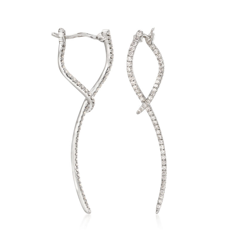 Gabriel Designs .47 ct. t.w. Diamond Double-Wave Drop Earrings in 14kt White Gold image number 2