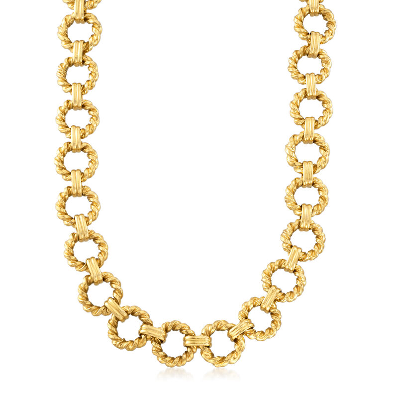 C. 1990 Vintage 18kt Yellow Gold Link Chain Necklace. 16.5&quot; image number 1