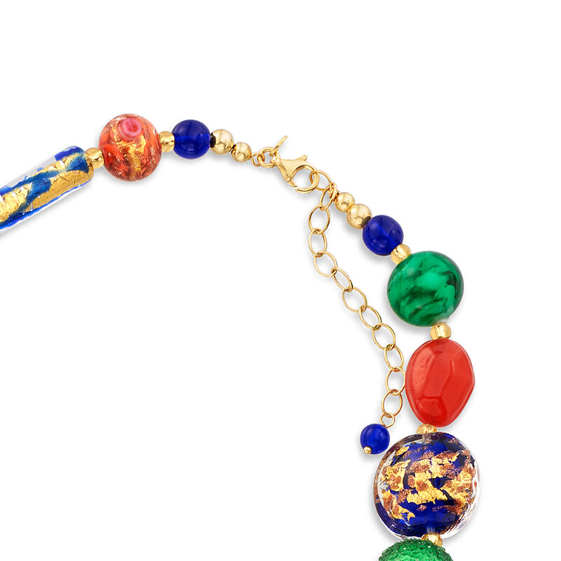 Italian Multicolored Murano Glass Bead Necklace with 18kt Gold Over Sterling image number 3