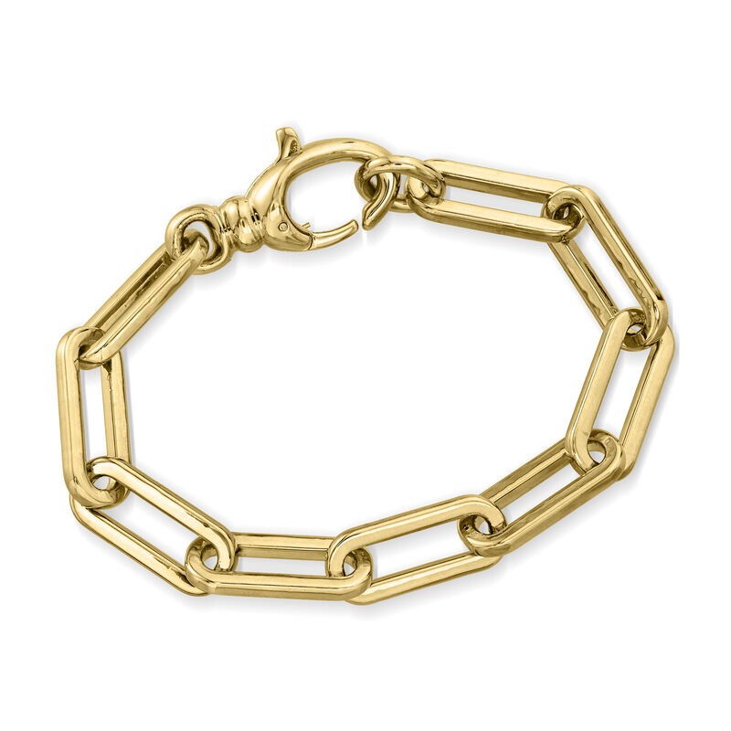 Italian Andiamo 14kt Yellow Gold Over Resin Paper Clip Link Bracelet image number 2