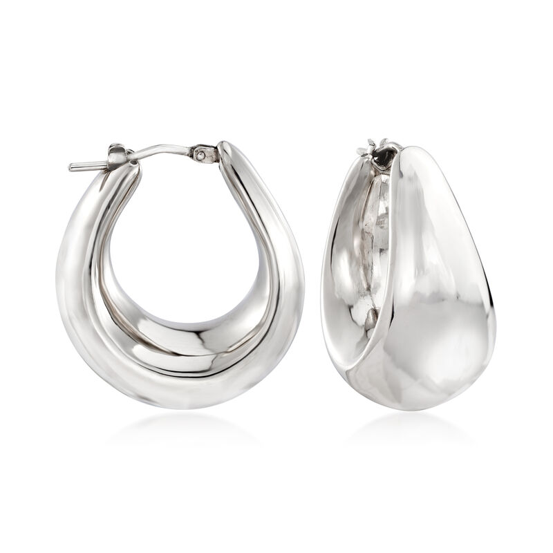 Italian Sterling Silver Hoop Earrings image number 0