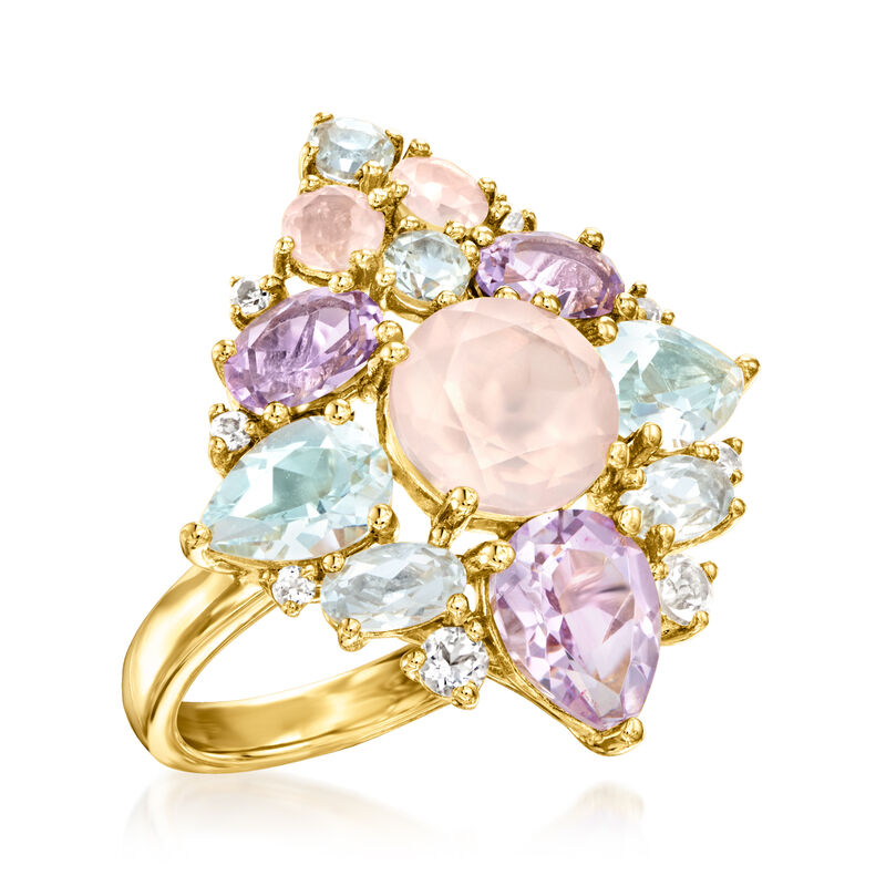 6.50 ct. t.w. Multi-Gemstone Ring in 18kt Gold Over Sterling image number 3