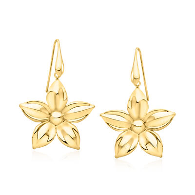 Italian 18kt Gold Over Sterling Flower Drop Earrings
