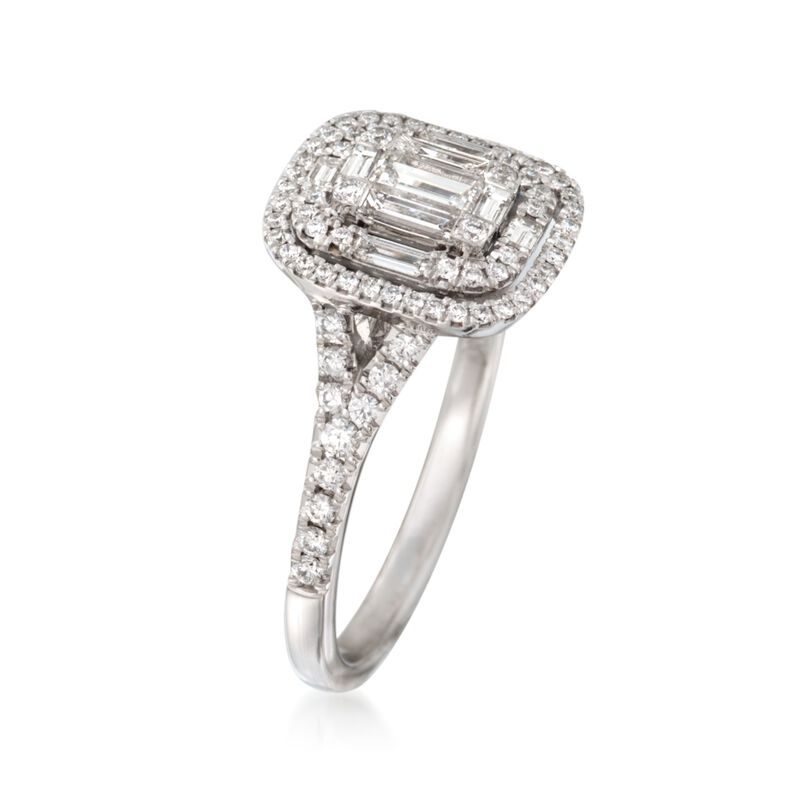 .82 ct. t.w. Baguette and Round Diamond Ring in 18kt White Gold image number 2