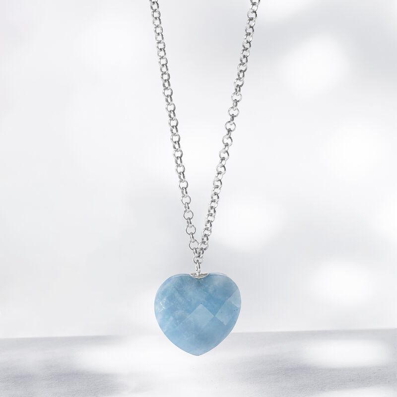 20.00 Carat Aquamarine Heart Necklace in Sterling Silver image number 3