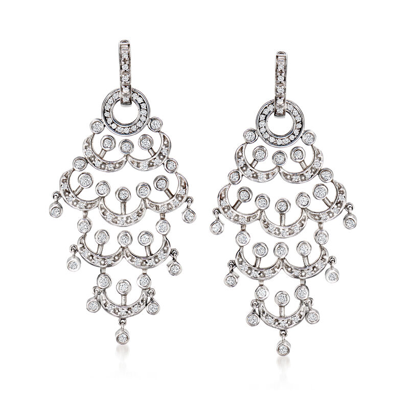 C. 2010 Vintage 1.00 ct. t.w. Diamond Removable Chandelier Earrings in 14kt White Gold image number 0