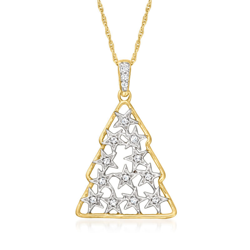 .10 ct. t.w. Diamond Christmas Tree Pendant Necklace in 10kt Yellow Gold image number 0