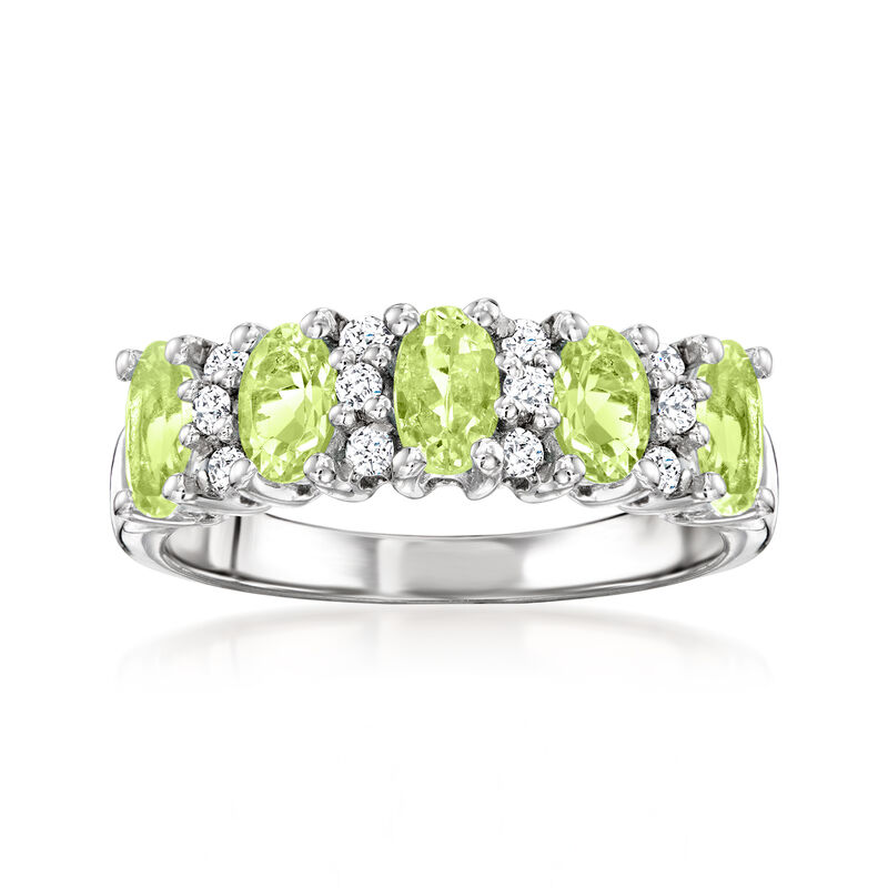 1.10 ct. t.w. Peridot and .20 ct. t.w. White Topaz Ring in Sterling Silver image number 0