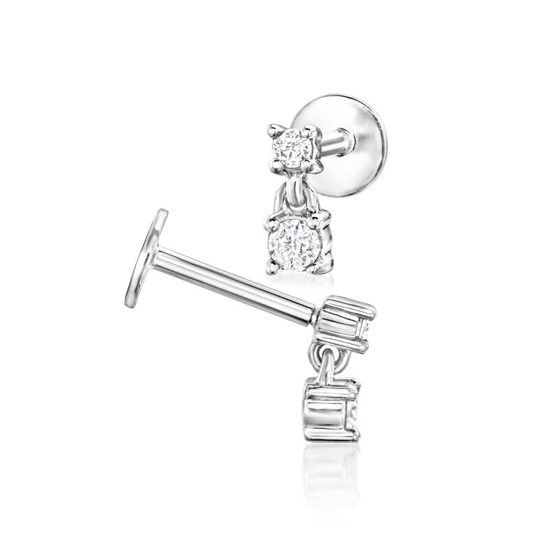 Diamond Two-Stone Flat-Back Stud Earrings in Sterling Silver image number 3