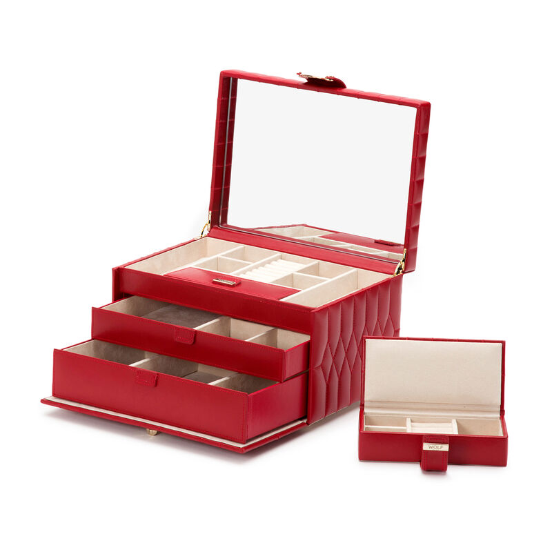 WOLF &quot;Caroline&quot; Red Leather Medium Jewelry Box. image number 3