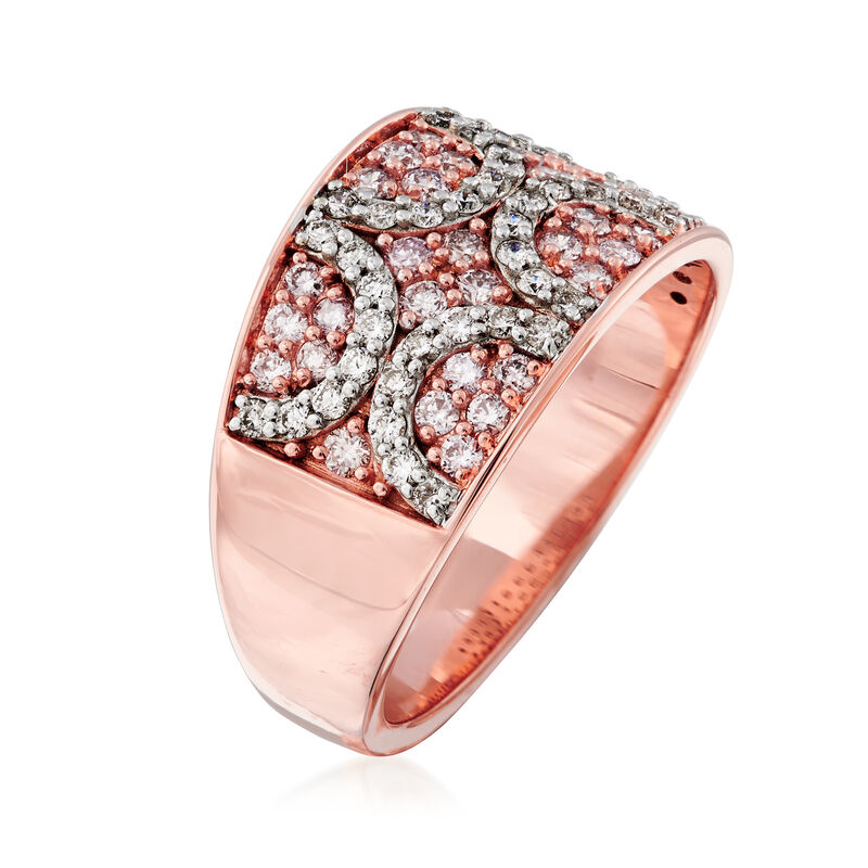 1.04 ct. t.w. White and Pink Diamond Ring in 18kt Rose Gold image number 2