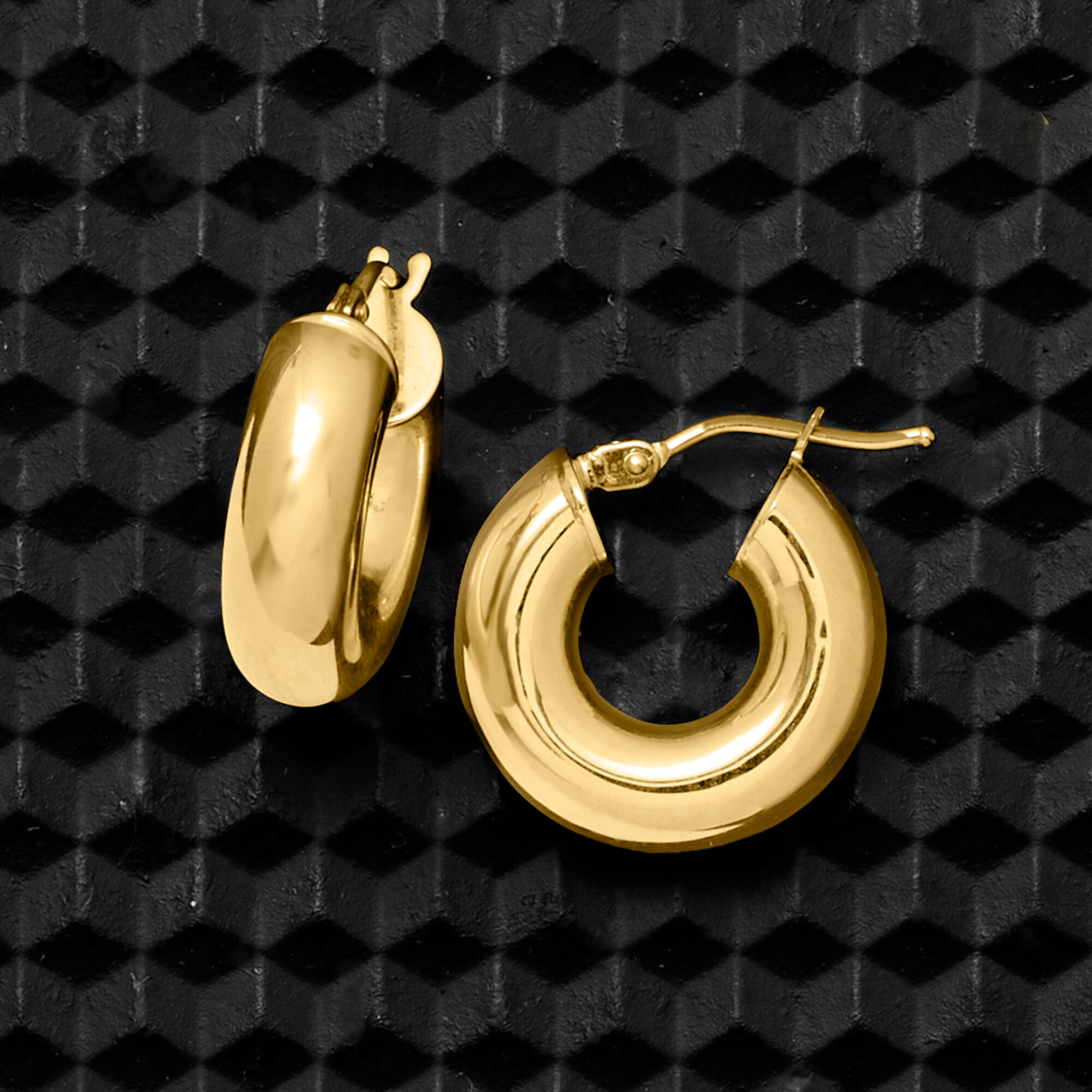 Italian 5mm 14kt Yellow Gold Huggie Hoop Earrings. 5/8