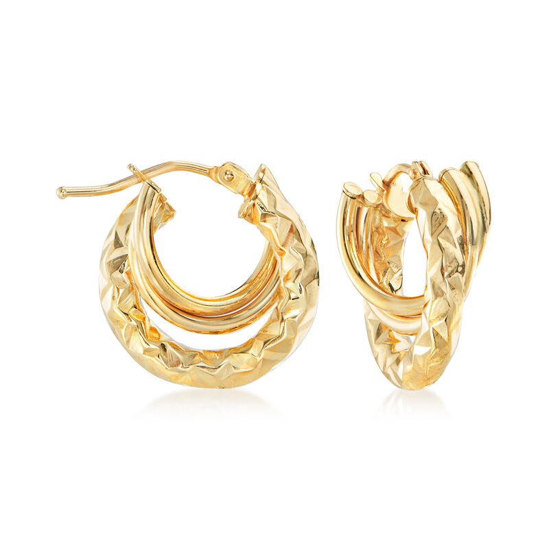 Italian 14kt Yellow Gold Triple Huggie Hoop Earrings image number 0