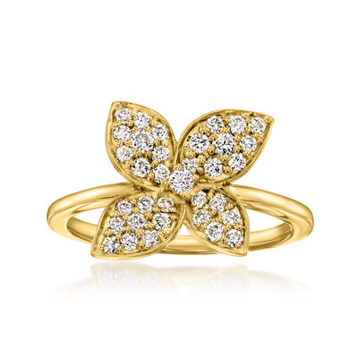 .50 ct. t.w. Lab-Grown Diamond Flower Ring in 18kt Gold Over Sterling