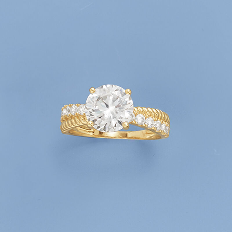 3.00 ct. t.w. CZ Criss Cross Ring in 14kt Yellow Gold image number 3