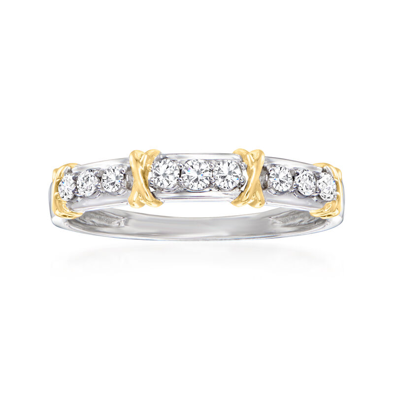 .25 ct. t.w. Diamond X Station Ring in 14kt Two-Tone Gold image number 0