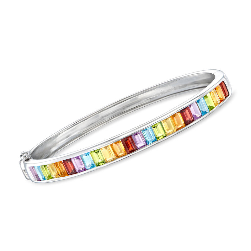 "Skyline Stack" Set of Five Bangle Bracelets in Two-Tone Sterling Silver image number 3