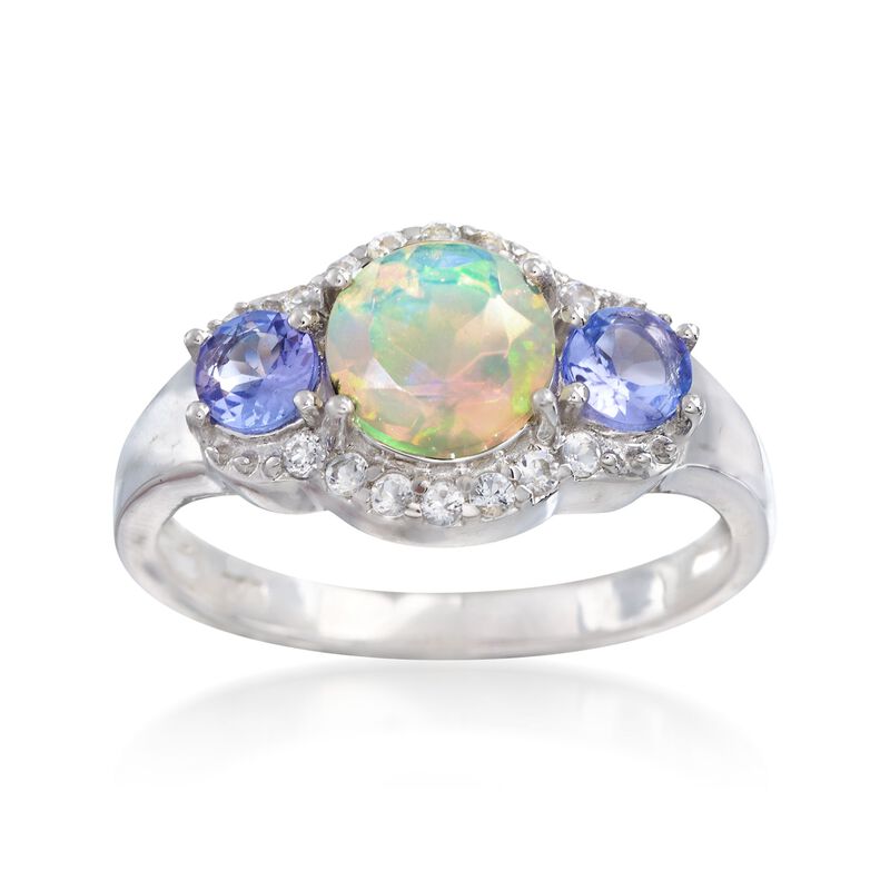 Opal and And .40 ct. t.w. Tanzanite Ring with White Topaz in Sterling Silver image number 0
