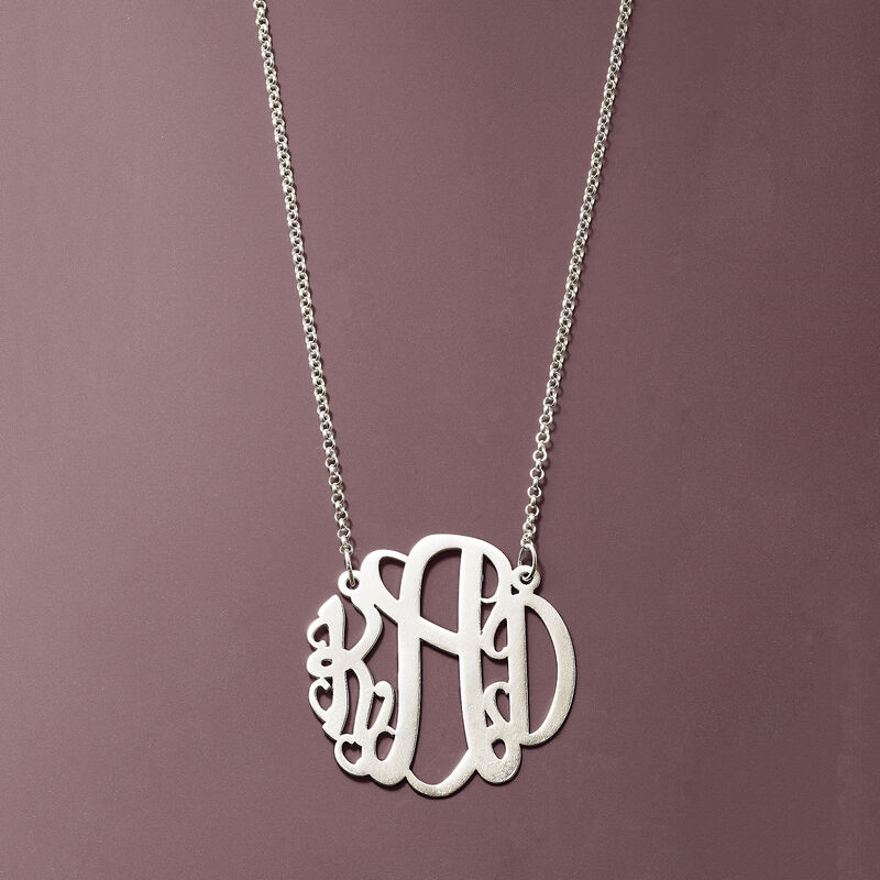 Sterling Silver Personalized Monogram Necklace image number 3