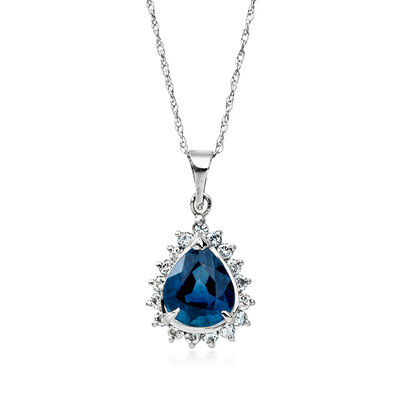 C. 1990 Vintage 1.70 Carat Sapphire Pendant Necklace with .30 ct. t.w. Diamonds in Platinum
