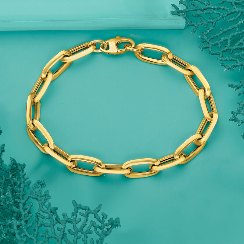 Italian 14kt Yellow Gold Paper Clip Link Bracelet image number 2