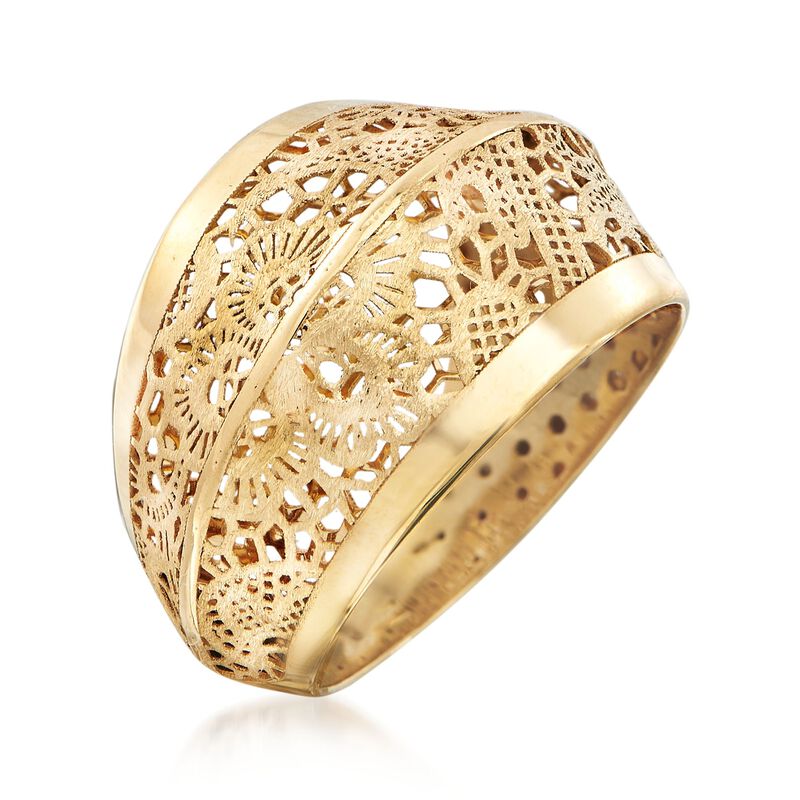 Italian 18kt Yellow Gold Floral Openwork Ring image number 2
