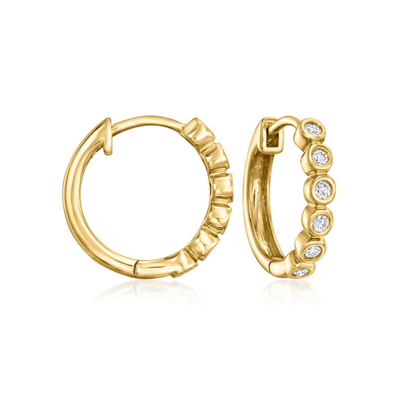 .15 ct. t.w. Bezel-Set Lab-Grown Diamond Huggie Hoop Earrings in 14kt Yellow Gold. 1/2&quot; image number 0