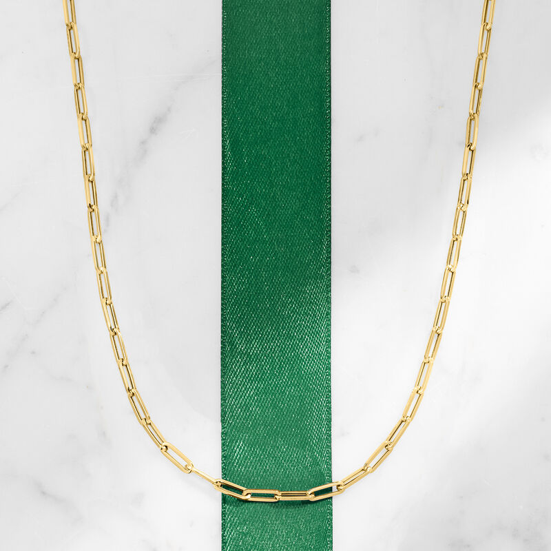 Italian 14kt Yellow Gold Paper Clip Link Necklace image number 4