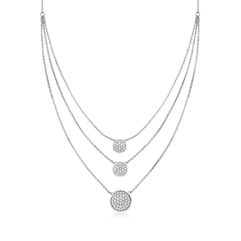 .50 ct. t.w. Pave Diamond Three-Strand Necklace in Sterling Silver image number 0