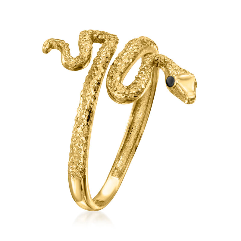 Italian 10kt Yellow Gold Snake Ring with Black Enamel image number 2