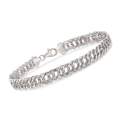 14kt White Gold Double-Oval Link Bracelet