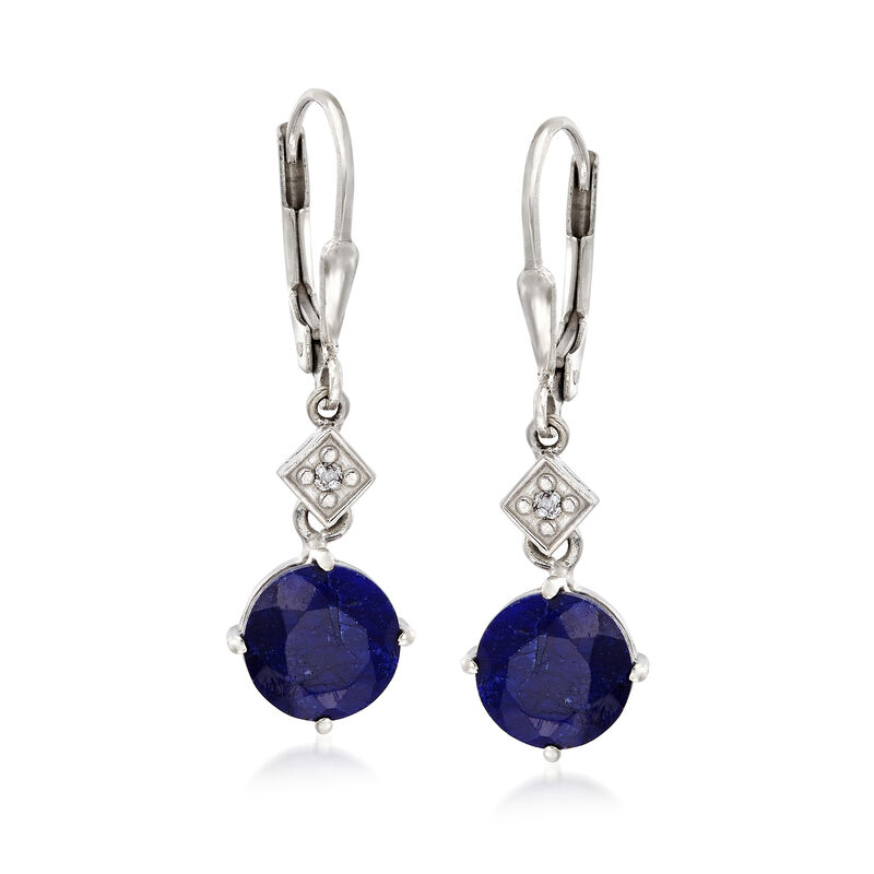4.80 ct. t.w. Sapphire Drop Earrings with Diamonds in Sterling Silver image number 0
