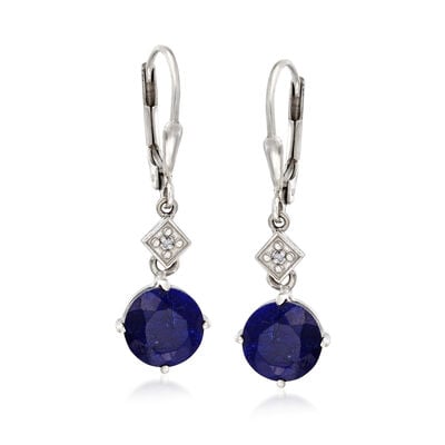 4.80 ct. t.w. Sapphire Drop Earrings with Diamonds in Sterling Silver 4.80 ct. t.w. Sapphire Drop Earrings with Diamonds in Sterling Silver