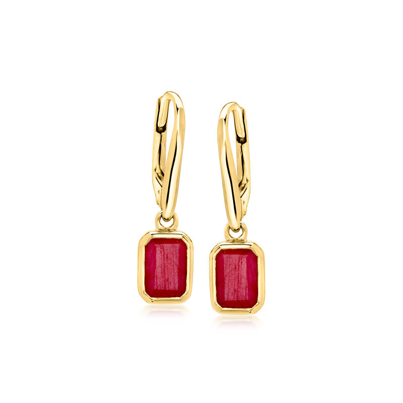 2.40 ct. t.w. Ruby Drop Earrings in 18kt Gold Over Sterling image number 0