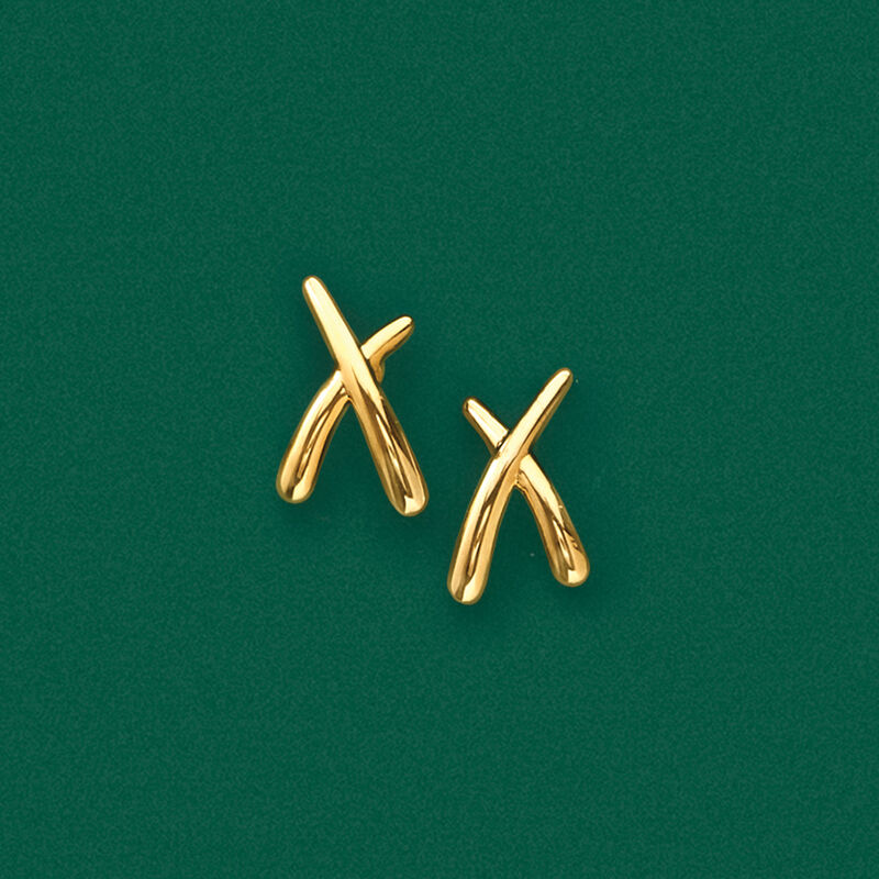 14kt Yellow Gold X Earrings image number 2