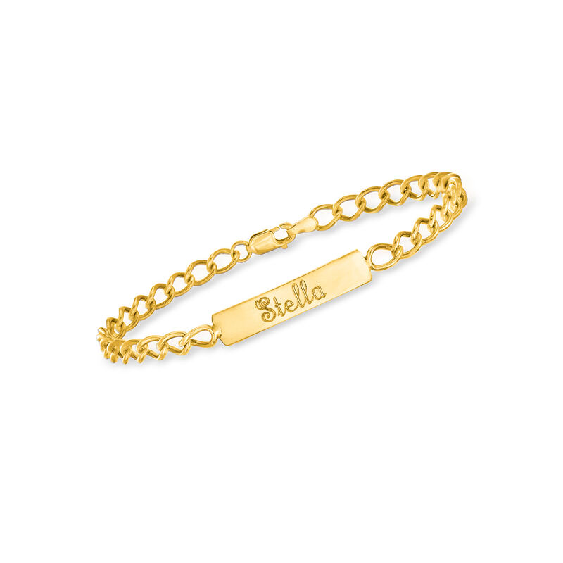 Plain - Child's 14kt Yellow Gold Bar Bracelet. 6&quot; image number 0