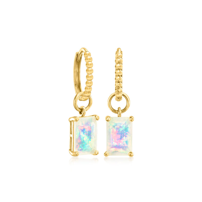 Opal Hoop Charms in 14kt Yellow Gold image number 3