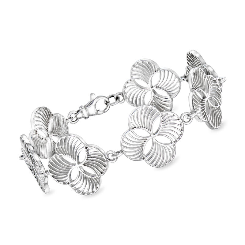 Zina Sterling Silver "Quatrefoil" Fan-Link Bracelet. 7.5" image number 0