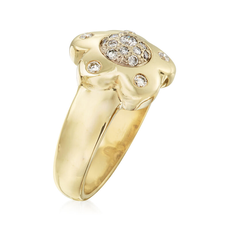 C. 1980 Vintage .75 ct. t.w. Diamond Flower Ring in 14kt Yellow Gold image number 2