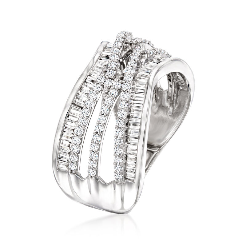 1.00 ct. t.w. Round and Baguette Lab-Grown Diamond Highway Ring in Sterling Silver image number 2