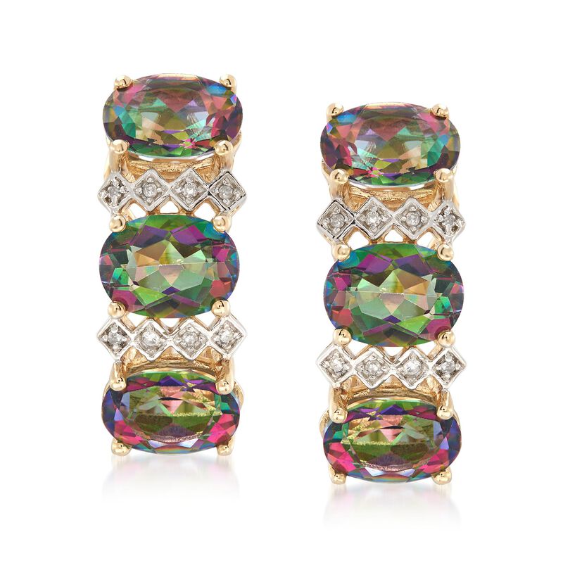 8.75 ct. t.w. Multicolored Topaz Earring in 14kt Yellow Gold with Diamond Accents image number 0