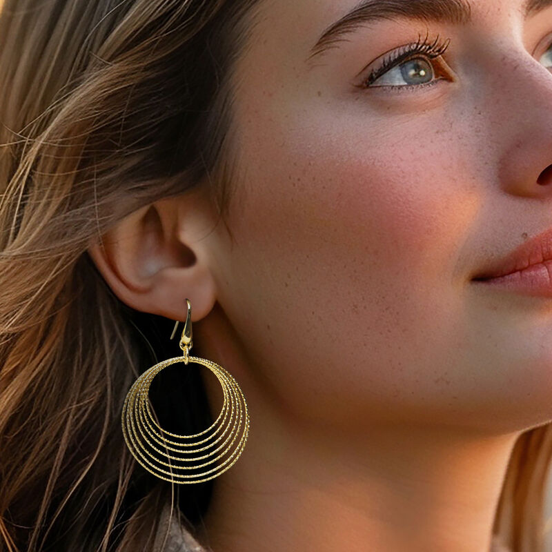 Italian 18kt Gold Over Sterling Multi-Circle Drop Earrings  image number 1