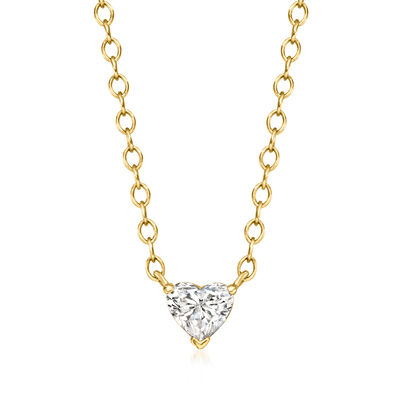 .20 Carat Heart-Shaped Lab-Grown Diamond Solitaire Necklace in 14kt Yellow Gold