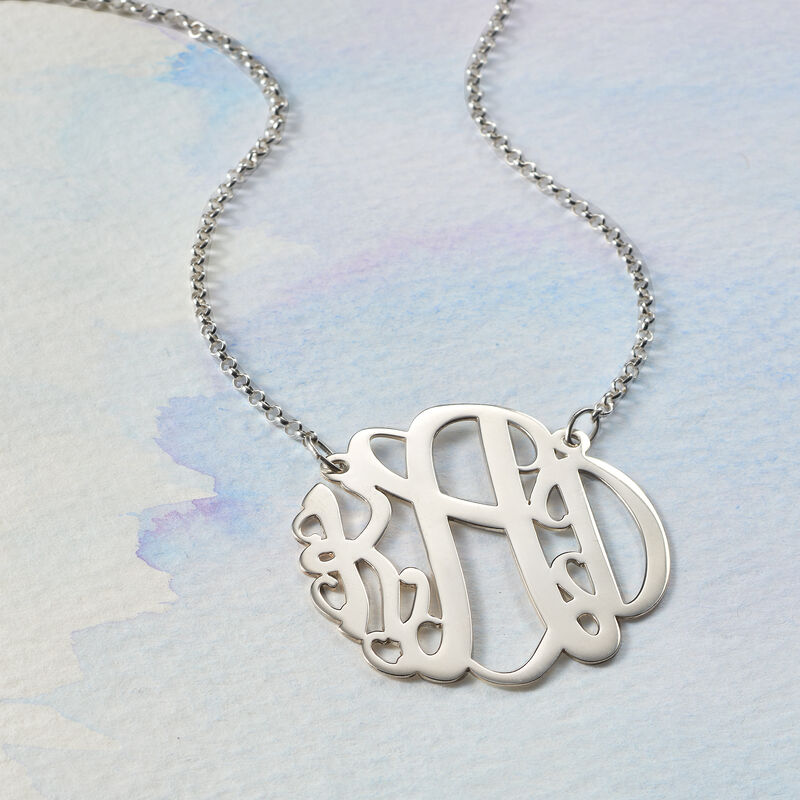 Sterling Silver Personalized Monogram Necklace image number 8